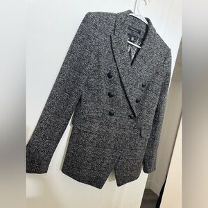 WHBM® Knit Plaid Studio Blazer - GREY/BLACK Size: 4